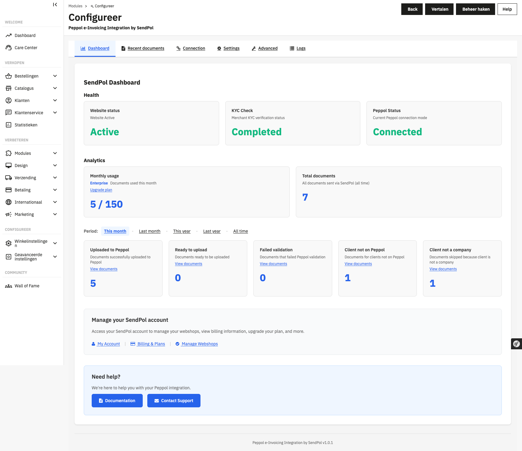 SendPol Module Dashboard