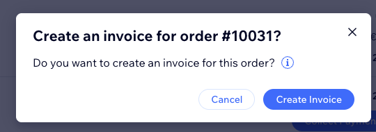 Wix factuur aanmaken scherm