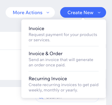 Wix factuur aanmaken met bestelling optie